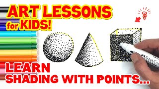 LEARN SHADING WITH POINTS POINTILLISM ART LESSON FOR KIDS [upl. by Ina]