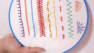 Hand Embroidery for Beginners  Part 5  10 Basic Stitches  HandiWorks 69 [upl. by Swithin]