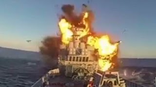 See massive ship explode Hollywood style [upl. by Esmerelda530]