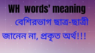 WH words WH words meaning  interrogative pronoun Relative pronoun  WH word এর প্রকৃত অর্থ। [upl. by Mandelbaum495]