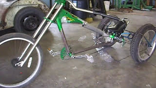 3 wheeled chopper styled bicycle built from a Schwinn OCC chopper bike [upl. by Warthman]