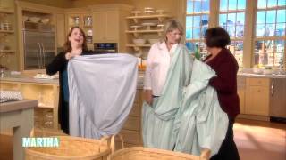 How to Fold a Fitted Sheet⎢Martha Stewarts Best Folding Hacks [upl. by Idell]