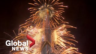 New Years 2021 Dubai puts on dazzling fireworks show from iconic Burj Khalifa [upl. by Dorfman]