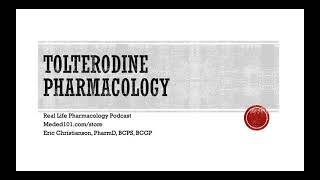 Tolterodine Detrol Pharmacology [upl. by Aday]