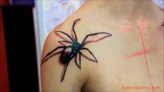 Bebeto Tattoo studio  Tattoo de Aranhas nos ombros do Jeffrey  Black widow spider [upl. by Aznerol5]