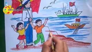 Vẽ tranh Biển đảoHow to Draw Sea Island [upl. by Nniuq]