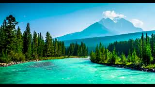 Bow River with Beautiful Turquoise Water Sound Flowing River Nature Sounds White Noise for Sleep [upl. by Azelea]