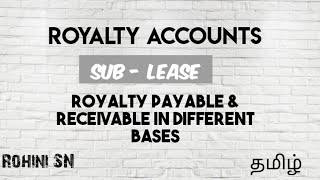 Sub Lease in Tamil  Royalty Payable and Receivable in Different bases Royalty Account [upl. by Hammerskjold430]