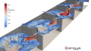 Multiphase Flow Simulation of Vertical Slot Fishway performed with HELYX® [upl. by Crifasi]