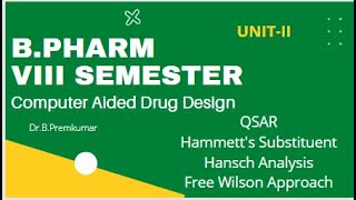 Computer Aided Drug Design  BPharm VIII Sem  Unit II [upl. by Heppman]