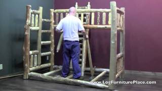 Full over Full Log Bunk Bed Assembly  How to Assemble Log Bunk Bed [upl. by Ennaeirb]