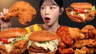 SUB한입만 실패미친 크기의 슈퍼싸이버거 먹방🍔맘스터치 후라이드 통다리 빅싸이치킨 새우불고기버거까지 꿀조합 리얼사운드 Burger Mukbang Asmr [upl. by Neicul]