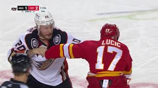 NHL Fight  Ducks  Flames  Deslauriers vs Lucic  18102021 [upl. by Neils]