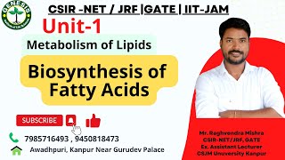 Metabolism of Lipids  Biosynthesis of Fatty acids  L21 [upl. by Roderica]