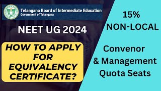 NEET UG 2024  Telangana Equivalency Certificate for NonLocal Category TSBIE neetug2024 neet [upl. by Eidroj]