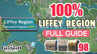 How to Liffey Region 100 FULL Exploration ⭐ ALL CHESTS GUIDE 41【 Genshin Impact 】 [upl. by Churchill]