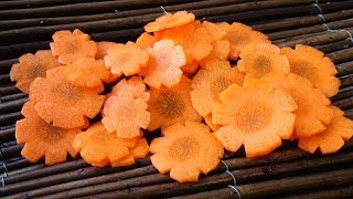 How To Make Carrot Flowers  Vegetable Carving Garnish  Sushi Garnish  Food Decoration [upl. by Kilroy]