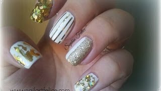 Tutorial Nail Art smalto bianco e foil oro [upl. by Hendry]