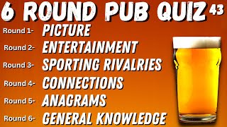 Virtual Pub Quiz 6 Rounds Picture Entertainment Sports Anagrams and General Knowledge No43 [upl. by Humberto]