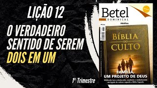 Lição 12 O verdadeiro sentido de serem dois em um  1° Trimestre de 2024  EBD BETEL [upl. by Jacinthe]