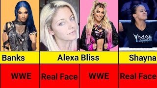 WWE Women Wrestlers Real Face Vs WWE Face [upl. by Faust]