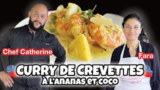 CURRY DE CREVETTES A LANANAS ET LAIT DE COCO AU FEU DE BOIS feat LE CHEF CATHERINE 🥥🦐 [upl. by Thant]