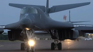 B1 Lancer Night Afterburner Take Off [upl. by Akemed]