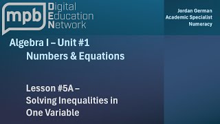 MPB Algebra I Unit 1 Lesson 5A Solving Inequalities in One Variable [upl. by Llenroc]