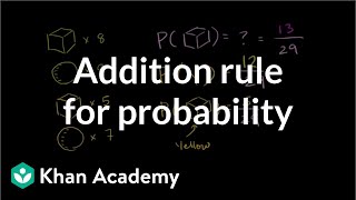 Addition rule for probability  Probability and Statistics  Khan Academy [upl. by Nosaj89]