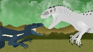 Dinosaurs cartoons battles Indoraptor vs Indominus Rex DinoMania [upl. by Adelric]