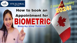 How to book appointment for Canada Biometric Enrollment at VFS Global 2024 Stepbystep Tutorial [upl. by Base]