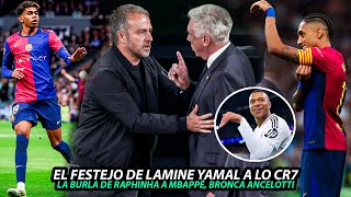 El FESTEJO de LAMINE YAMAL a lo CR7  LA quotBURLAquot de RAPHINHA a MBAPPÉ  BRONCA de ANCELOTTI y FLICK [upl. by Matty]