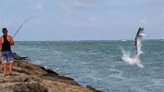 TARPON FISHING SPI JETTIES CRAZY [upl. by Ellerrehc]