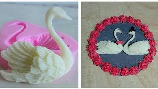 How to make Fondant Swan using Silicone Mold How to use silicone mold for fondant [upl. by Eimaj]