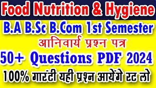 Food Nutrition amp Hygiene Cocurricular subject important question 2025  ba bsc bcom 1st semester [upl. by Kilam]