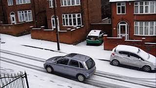 Nottingham Snow Jan 2018 Drivers struggle on untreated roads [upl. by Trix]