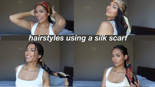 EASY HAIRSTYLES USING A SILK SCARF [upl. by Aleuqahs]