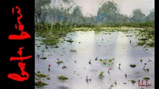 Watercolor painting demo by Baha Börü  Waterlilies Zbukvic rep Long Version [upl. by Anitniuq236]