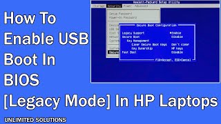 How To Enable USB Boot In BIOS Legacy Mode In HP Laptops  Unlimited Solutions [upl. by Fabe878]