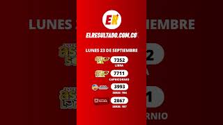 RESULTADO LOTERIA CUNDINAMARCA  LOTERIA TOLIMA Y ASTRO LUNES 23 de septiembre 🤩 Shorts [upl. by Pickford]