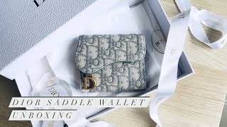 Dior Saddle Wallet Gray Unboxing [upl. by Bridges]