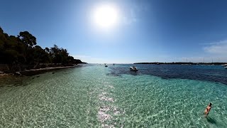 COTE DAZUR ILE SAINTE MARGUERITE ILES DE LERINS  BLUEST WATER IN THE WORLD  BEACH VIBES 360° [upl. by Arabelle]