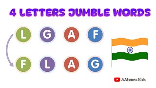 Jumble words for kids  4 letters jumble words  Kids vocabulary  AAtoonsKids [upl. by Penney]