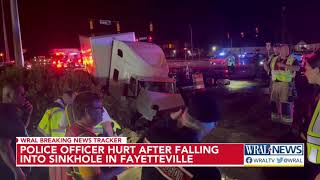 Police officer injured after falling into sinkhole in Fayetteville [upl. by Vesta]