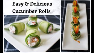 How to make Cucumber Rolls Quick amp Easy Snacks Healthy Delicious Appetizer Vegan [upl. by Suiluj]