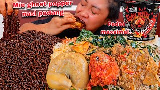 PEDAS MAXSIMAL 🥵🔥MIE HITAM GHOST PEPPER MIX NASI PADANG 🤤 [upl. by Lleruj]