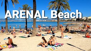 🌍 BEACH walk in ARENAL 🏖 MALLORCA island  Spain 🇪🇦 4K [upl. by Ailesor]