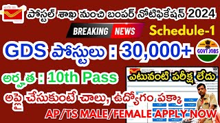 Postal GDS Recruitment Notification 2024 In Telugu  Postal Jobs 2024  Postal GDS Notification 2024 [upl. by Sheena]