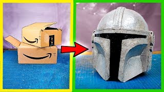 How to Make an amazing Mandalorian Helmet with CARDBOARD [upl. by Hamer]