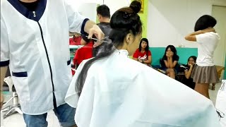 Young girl discipline hair cut ✂️ [upl. by Llevad]